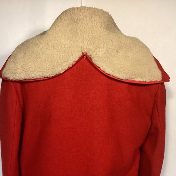 Vintage Woolrich Red Wool and Sherpa jacket split hood men’s size 46 - Picture 6 of 12